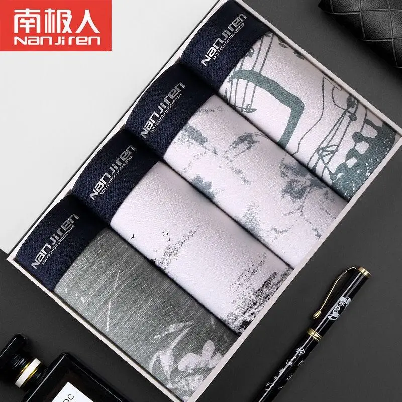 4pcs Hot Underwear Men Cotton Boxer Homme Brand Underpants Male Panties Wild BreathbaleShorts Sexy UConvex Pouch Plus Size L-3XL