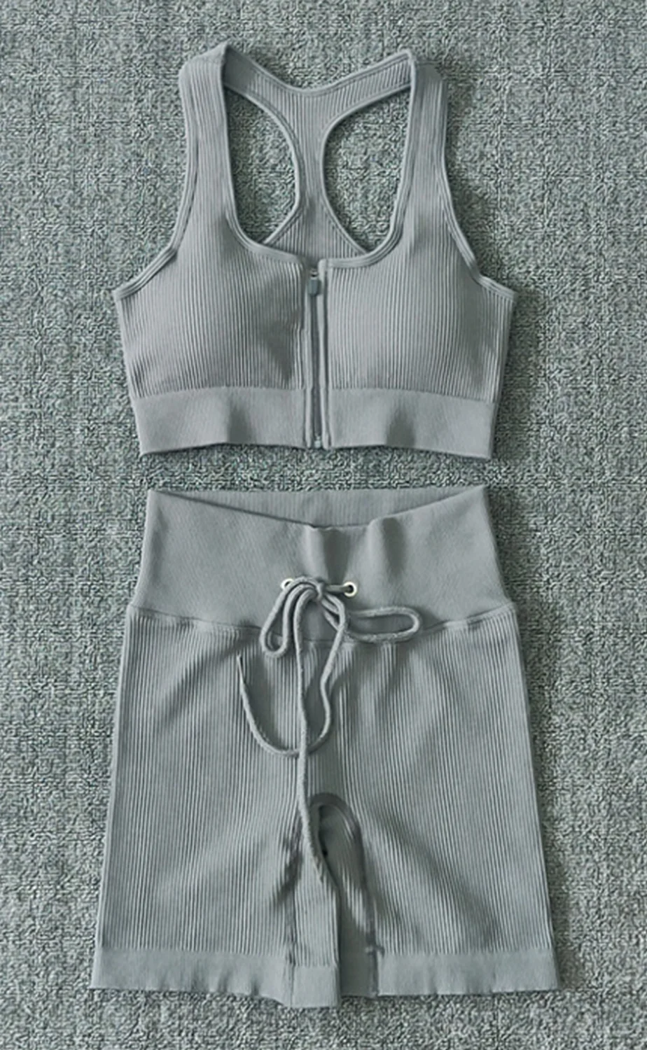 

2PCS Women Yoga Set Seamless Crop Top Long Sleeve Leggings Workout Outfit Wear fitness Clothes Sport suit Gym Sets