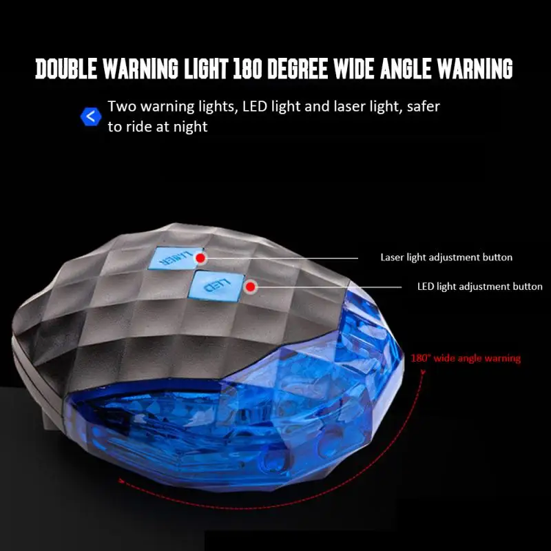 Bicycle LED Taillight Safety Warning Light 7 mode + 2 Laser Lamp Night Mountain Bike Rear Set Bycicle Accessories | Спорт и