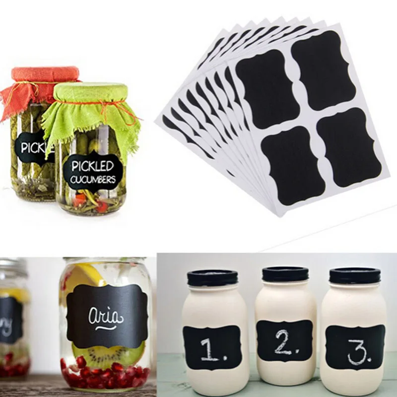 36pcs Fancy Black Board Kitchen Jam Jar Label Labels Stickers 5cm x 3.5cm Decor Chalkboard | Дом и сад