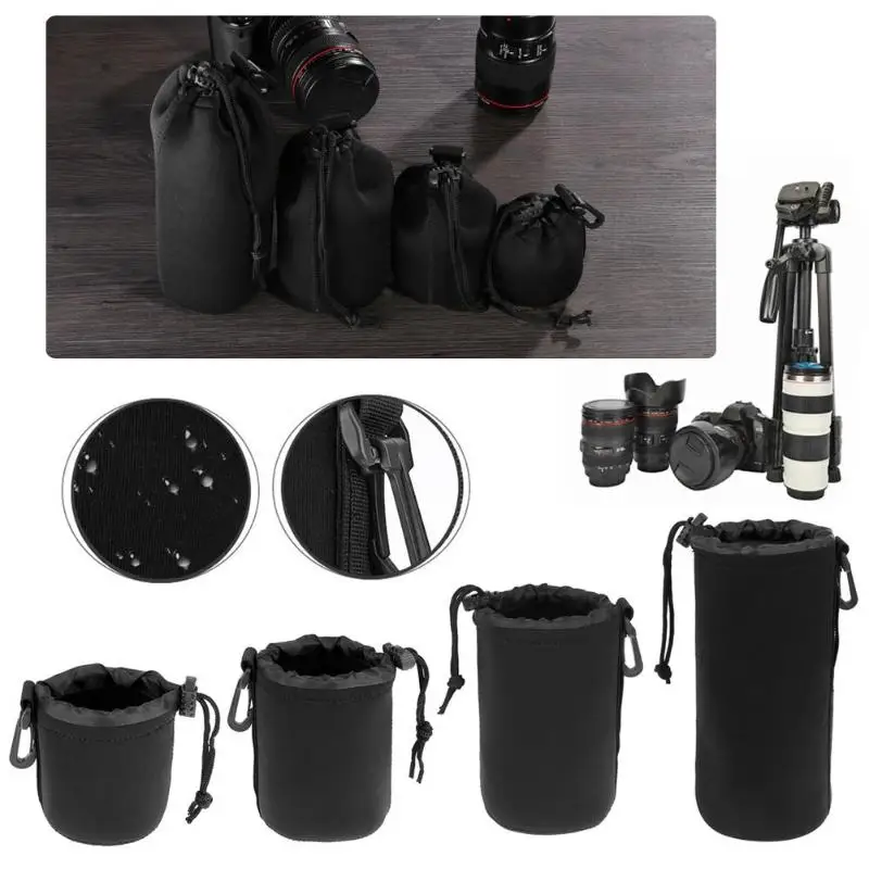

1Pcs Camera Lens Pouch Bag Waterproof Soft Video Camera Lens Pouch Bag Case Full Size S M L XL Camera Lens Protector Camera