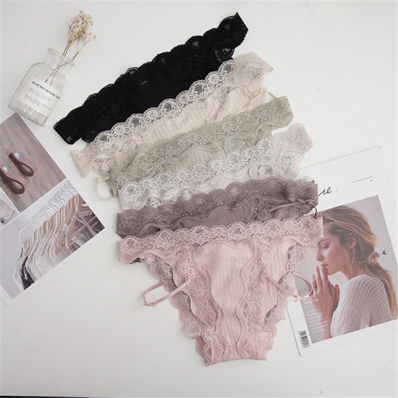 

Ladies Sexy Lace Trim Panties T-pants Cute Seamless Panties Comfortable Breathable Briefs Panties A19304