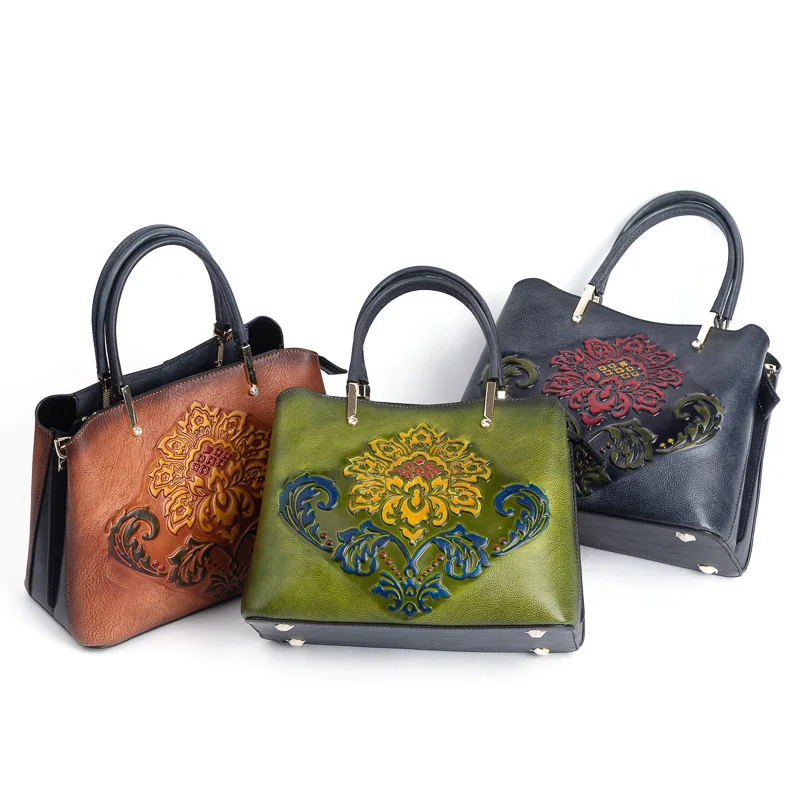 floral women handbag genuine leather bag 2021 new luxury handbags women bags designer real leather bag chinese style handbag