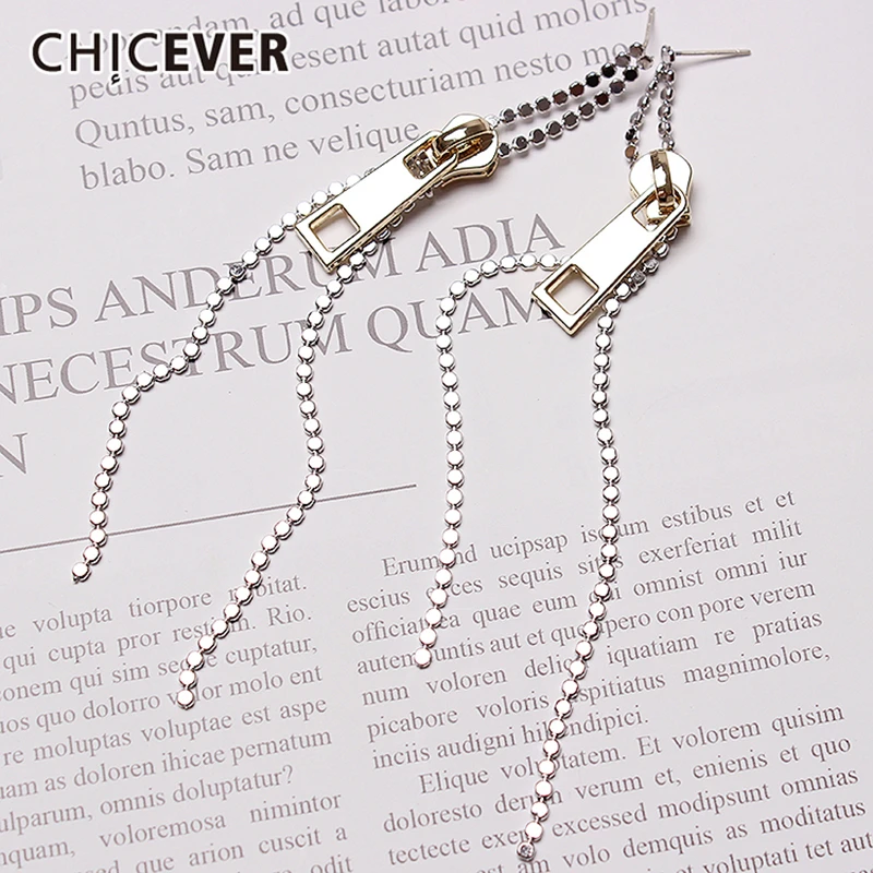 CHICEVER Korean Patchwork Zipper Earrings For Women Chic Style Long Earring Female 2020 summer Fashion Clothes Accessories New | Аксессуары
