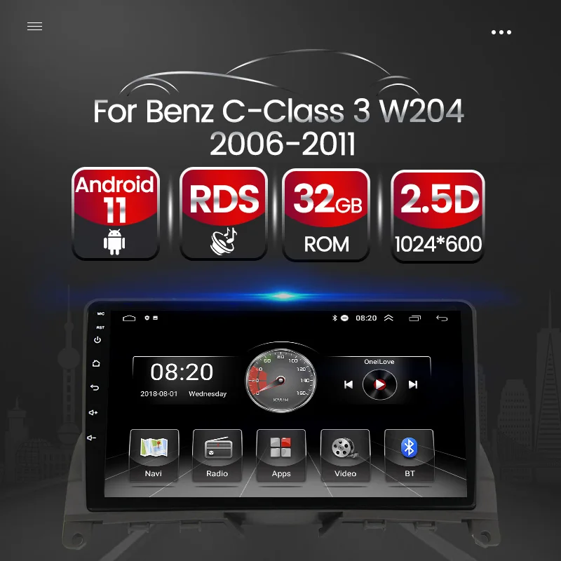 Система мультимедийная Автомобильная HD 1024x600 Android GPS навигация стерео для Mercedes Benz C