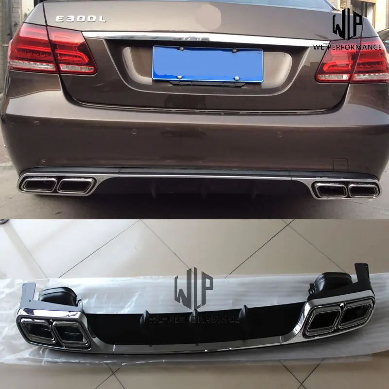 W212 Amg стиль углеродное волокно задняя губа диффузор с задними трубками