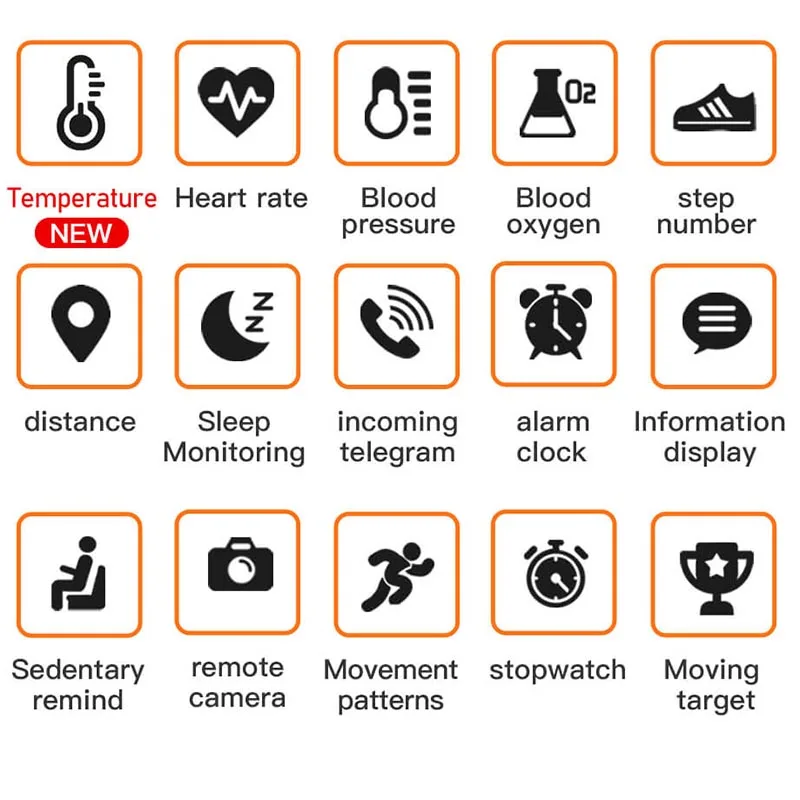 

2021 New C6T Body Temperature Smart Bracelet Watch IP67 Waterproof Heart Rate Monitor Smartband Wristband Fitness Health Tracker