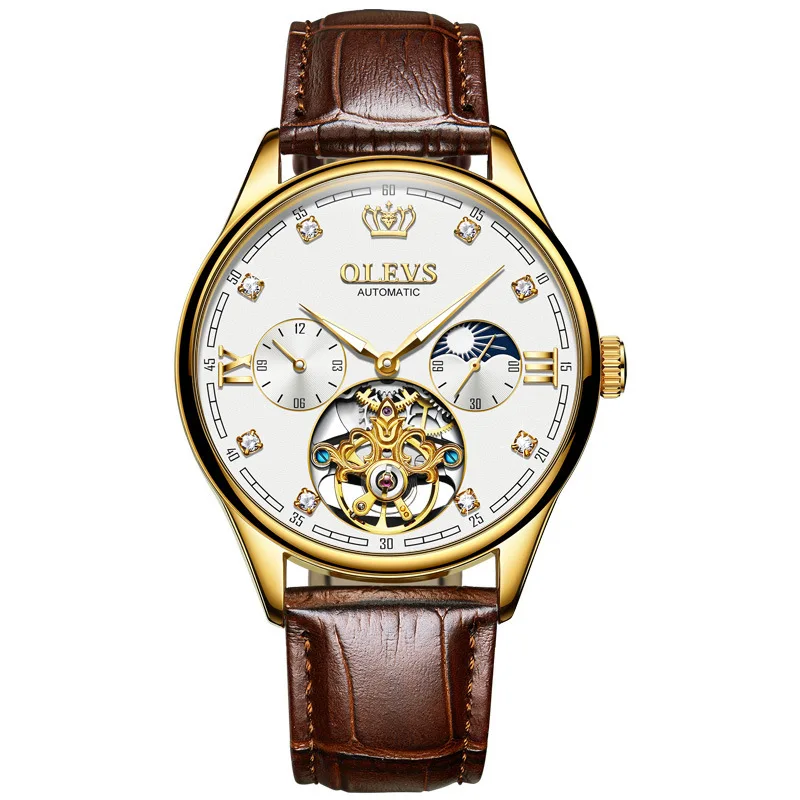 

Olevs Brand Watch Automatic Mechanical Watch Hot Selling Fashion Trend Hollow Flywheel Men's Watch Men's Watch