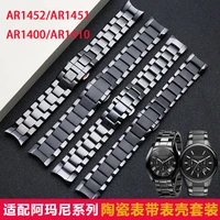 high quality black men ceramic strap black deployment band bracelet for armani ar1452 ar1451 ar1410 ar1400 ceramic watchband
