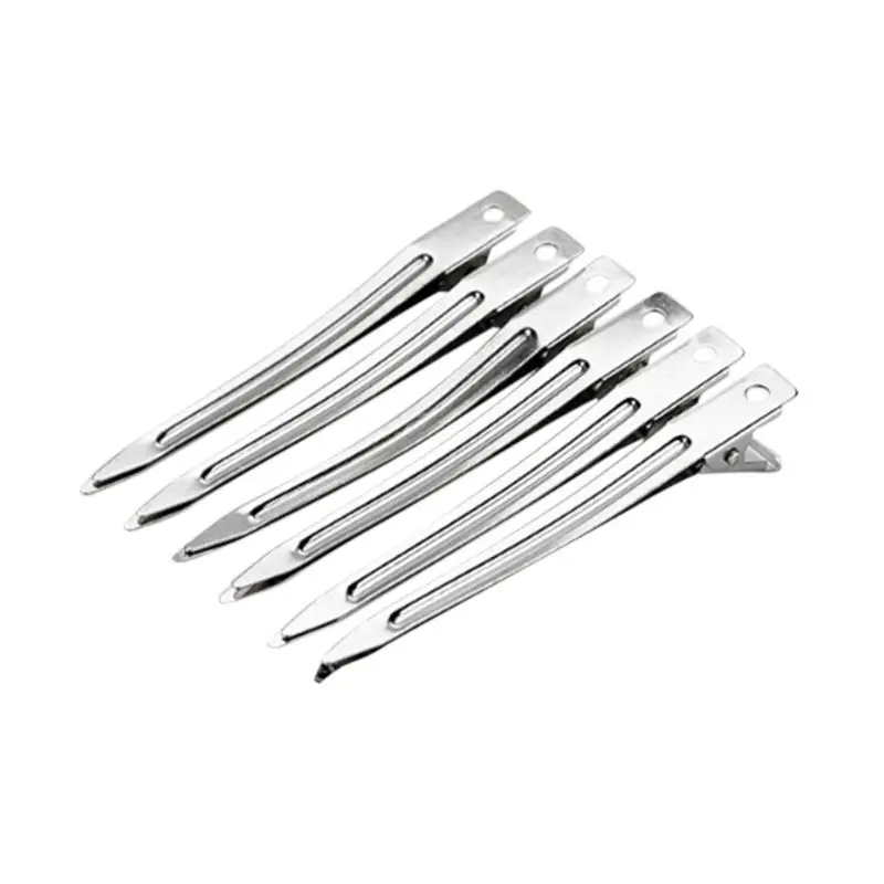 

12 Pcs Stainless Steel Duckbill Mouth Clips Professional Hairdressing Beak Hair Sectioning Crocodile Hairpins Salon Dying Tools