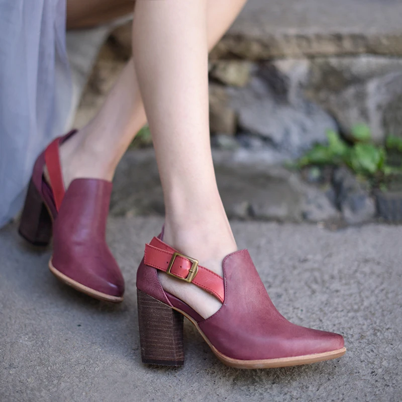 

Artmu Original Genuine Leather Pumps High Heels 8 cm Woman's Shoes Female Pointed Toe Buckle Woman Leisure Sexy Ladies Pumps