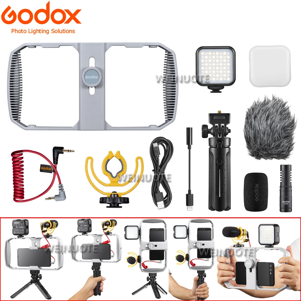 Набор микрофонов Godox VK1 для фотосъемки с подсветкой телефона iPhone13 12 11 Huawei Samsung |