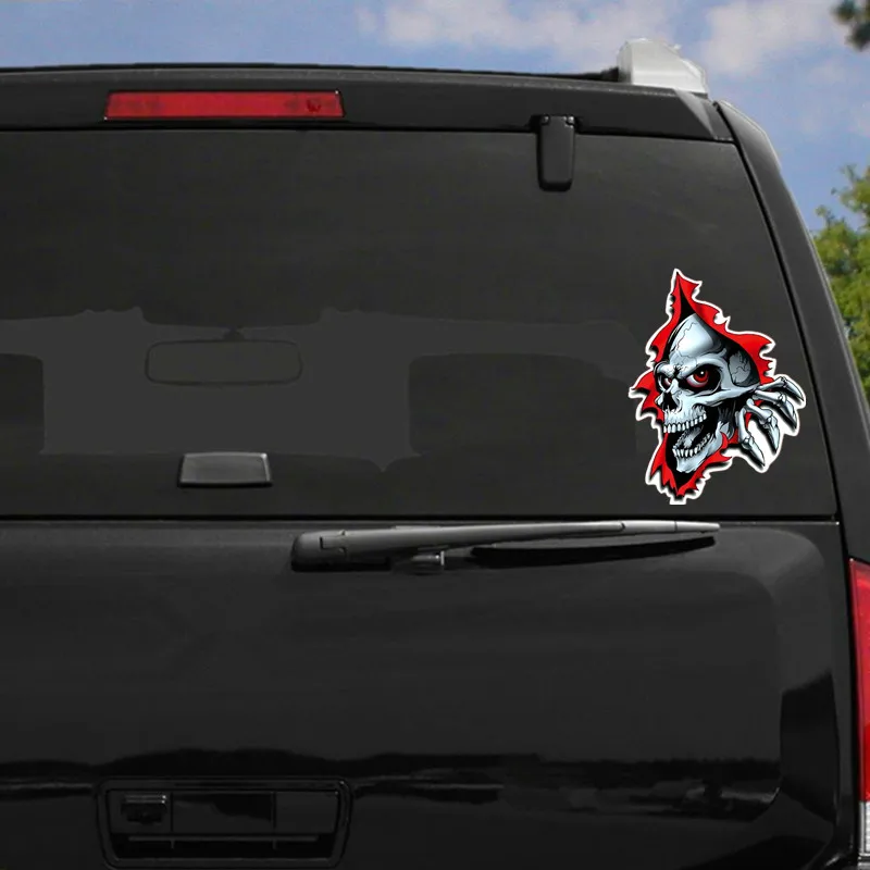 

13cm *8cm Personality Car Stickers Skull and Paw Come Out From The Hole Decal Accessories Motorcycle Vinyl Cover Scratches PVC