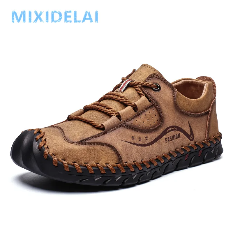 

2022 New Spring Men Casual Shoes Handmade Leather Loafers Outdoor Men's Shoes Quality Split Leather Flat Moccasins Men Sneakers
