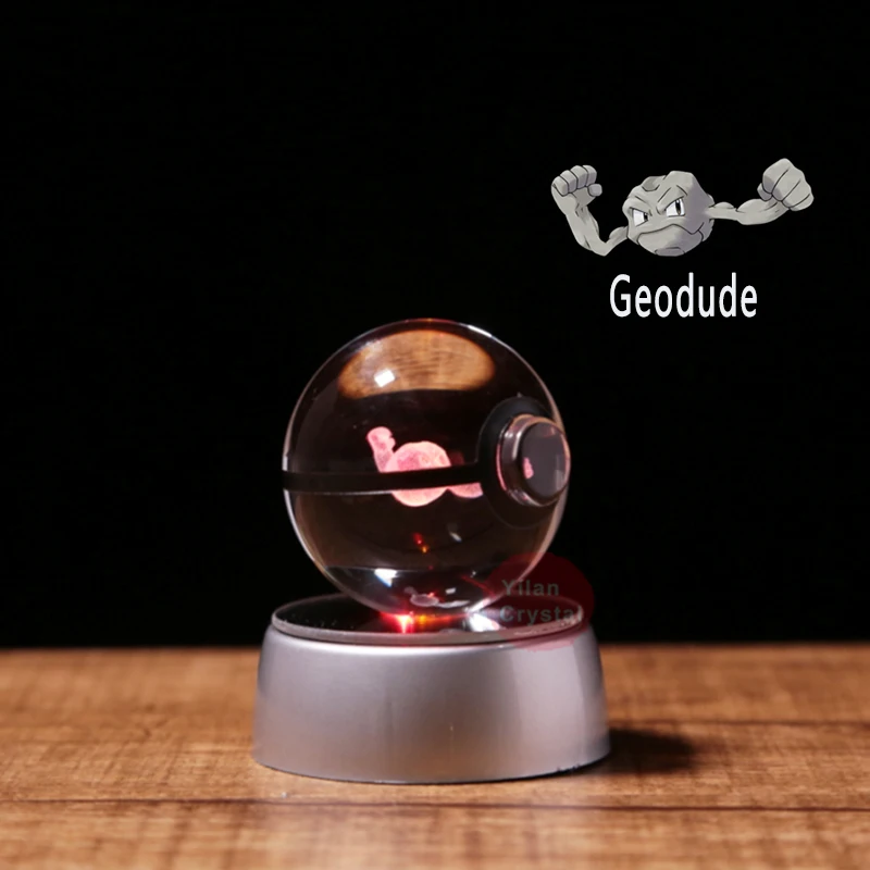Аниме Покемон персонаж дизайн Geodude Pokeball K9 хрустальный шар со светодиодным