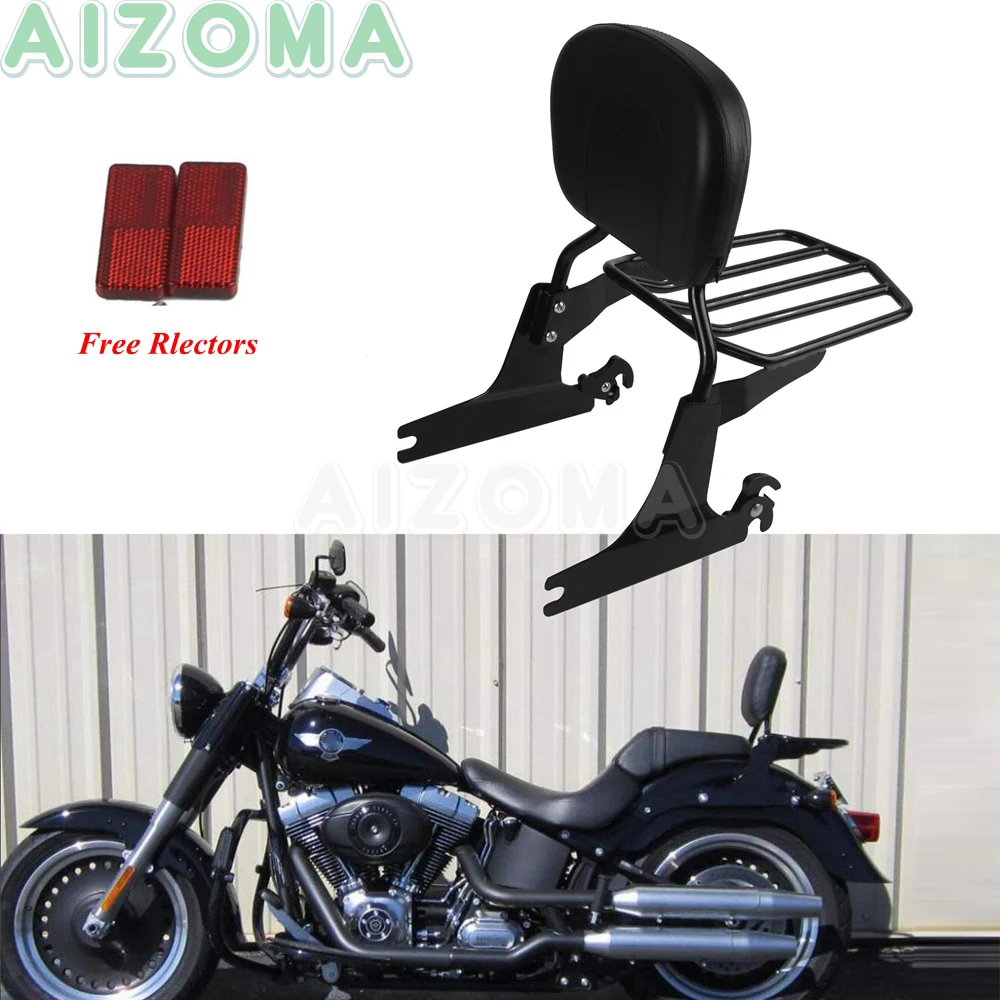 Съемный Черный багажный стеллаж для Harley Softail Fat Boy FLSTF стандарт FXST ночной шлейф