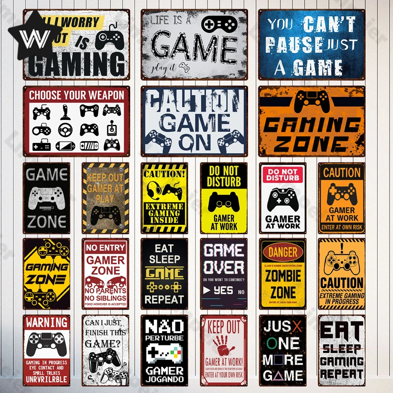 Винтажная металлическая вывеска для геймеров настенные стикеры в стиле ретро