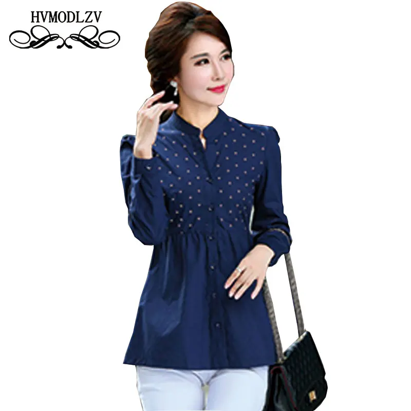 2021 Spring New Women Middle-aged Shirt Long-sleeved V-neck Retro Blouse Casual Comfortable Large Size Clothing LJ348
