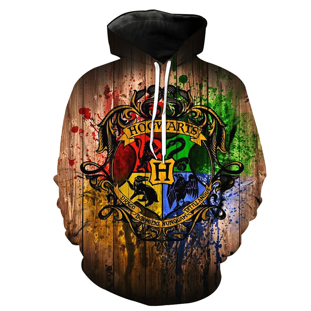 P Wizardry 3D Толстовка с принтом и карманом Ravenclaw Gryffindor для взрослых унисекс Толстовка костюм толстовки Мужская одежда - Цвет: P