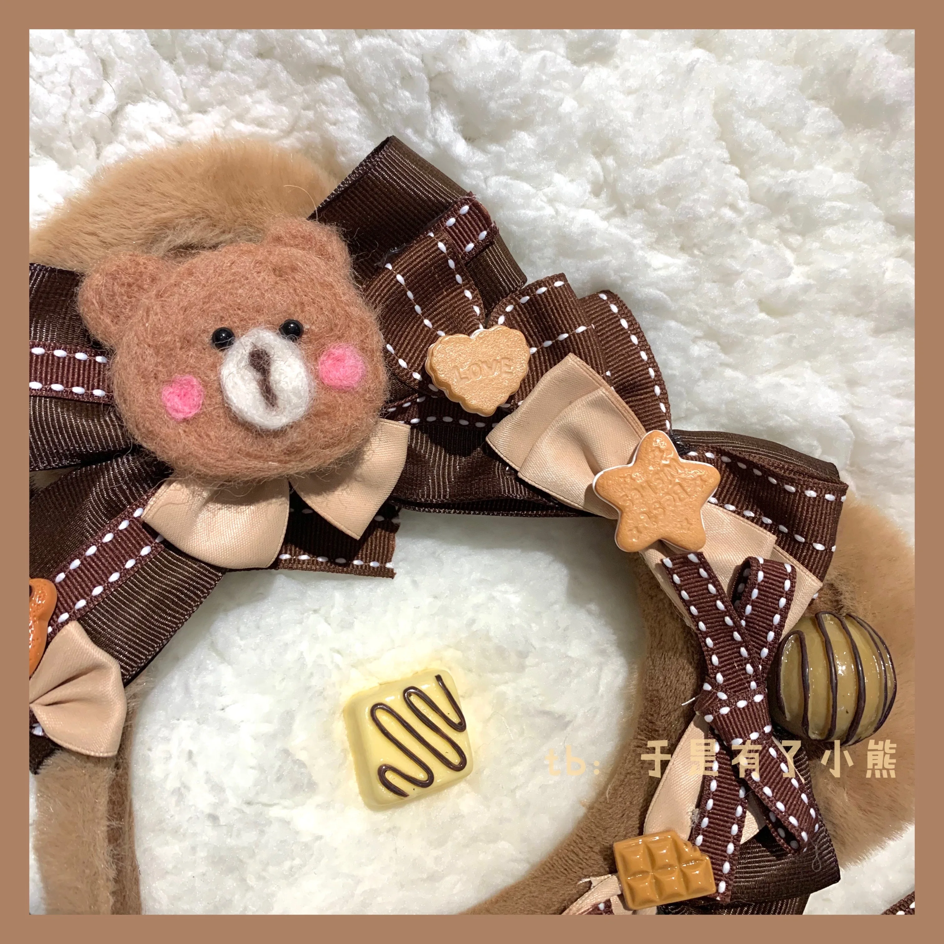 

Lolita KC Bowknot Bear Ears Hair Hoop Headdress Plush Student Wild Soft Sister Original Handwork Sweet Girls Plaid Bowknot