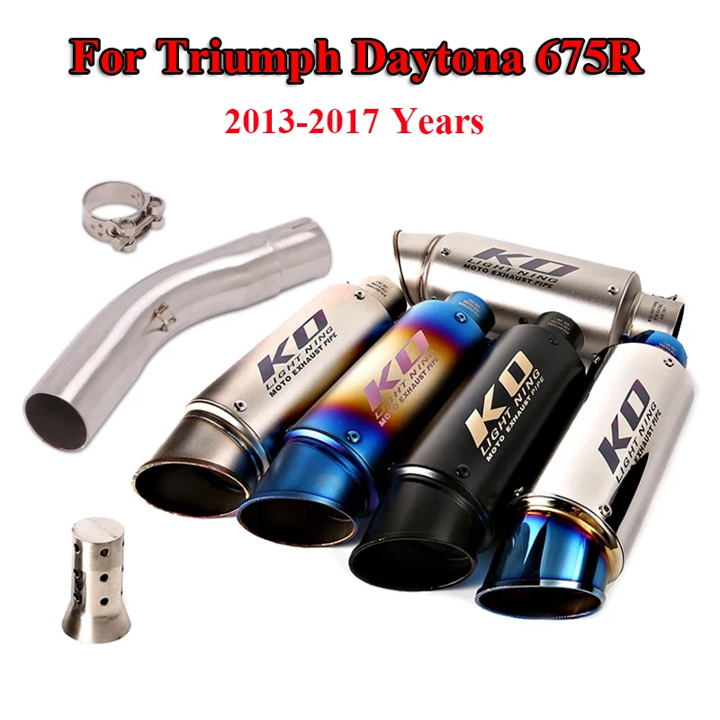 

Slip On For Triumph Daytona 675R 2013-2017 Motorcycle System Exhaust Middle Link Pipe Connecting 51mm Tip Muffler Tail DB Killer