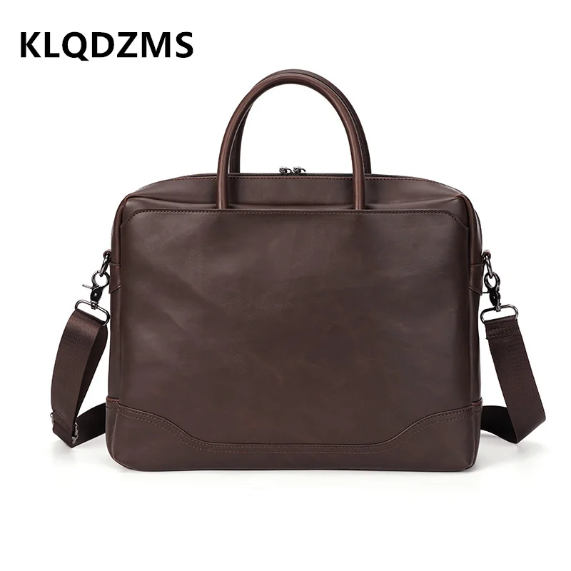 KLQDZMS Men's Handbag Briefcases Male Simple Bag Vintage PU  Leather Bags Teenagers Classic Handbag Hot Sell
