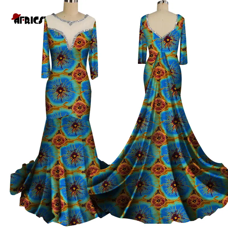 2020 African dress African v-neck floor-length dress African floor-length dress Fashionable dress Party dress wy6011