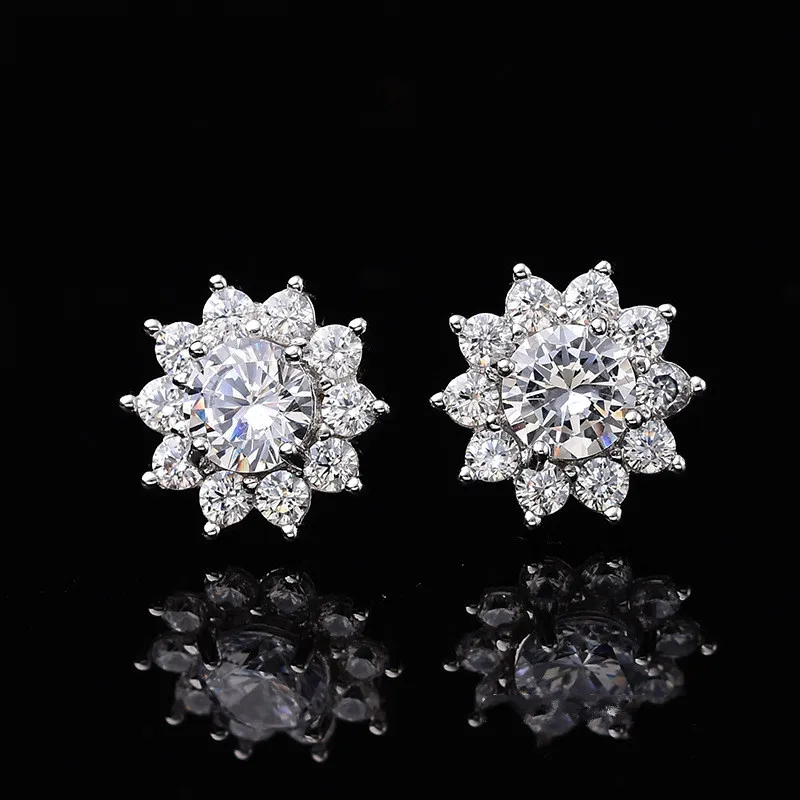 

Sunflower Moissanite Stud Earrings for Women 0.5ct-1ct White D Color S925 Sterling Silver White Gold Plated Fine Jewelry