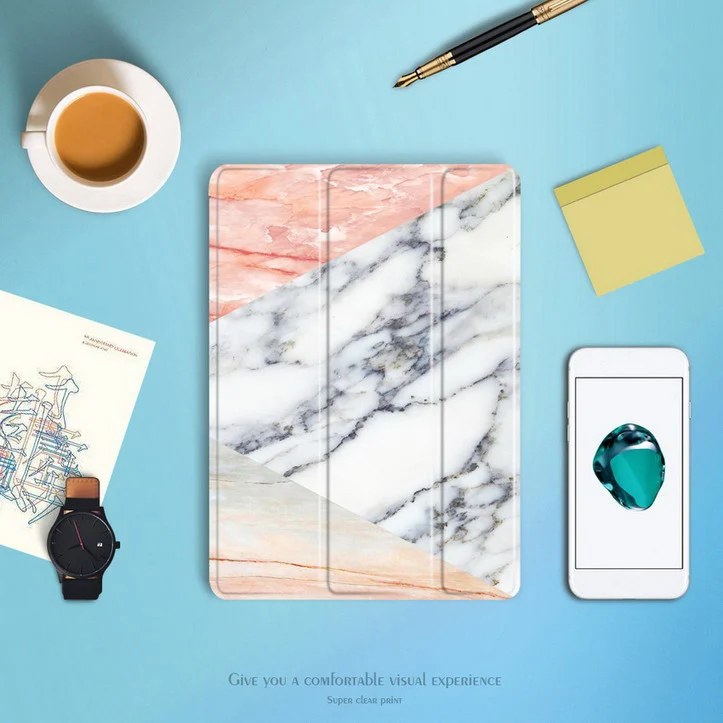 Чехол для ipad 9,7 дюймов 6th 'Pro 9,7 'для ipad 2 3 4: A1822A1954'A1673'A1396 сотовой сеткой из мягкой оболочки Smart sleep из искусственной кожи - Цвет: Marble 2