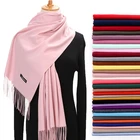 Женский зимний шарф 2021 из чистого кашемира шеи грелка Теплая повязка для головы хиджаб Леди шалей одеяло пашмины шаль