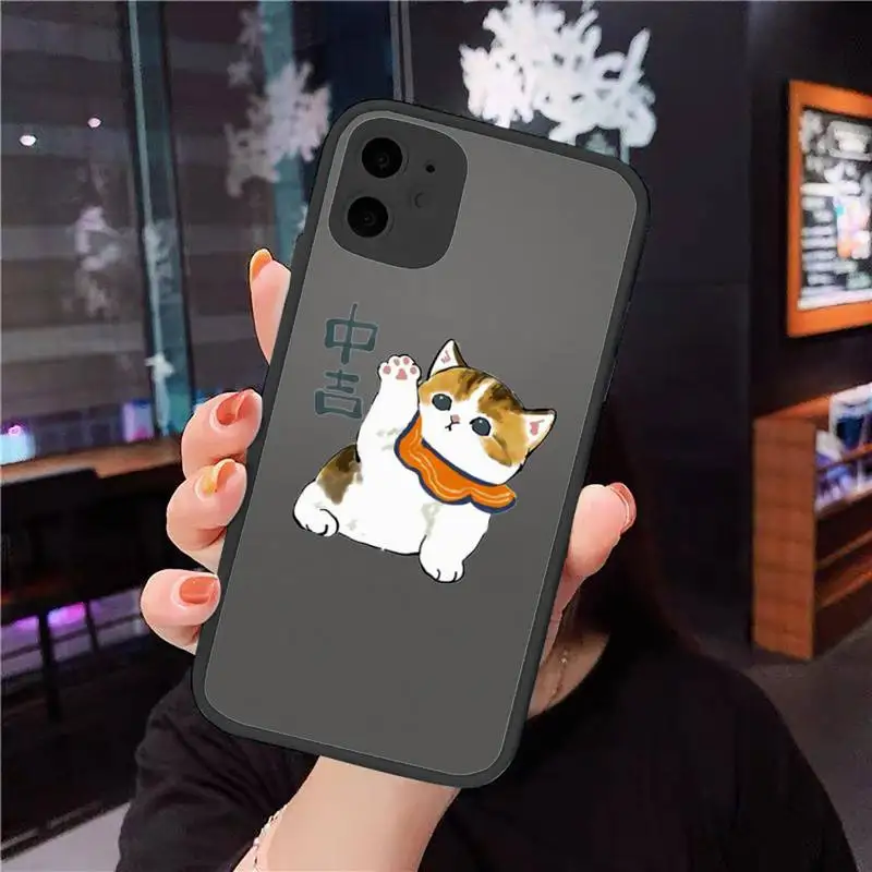 

Cartoons Funny Cat Phone Case matte transparent For iphone 7 8 11 12 plus mini x xs xr pro max cover
