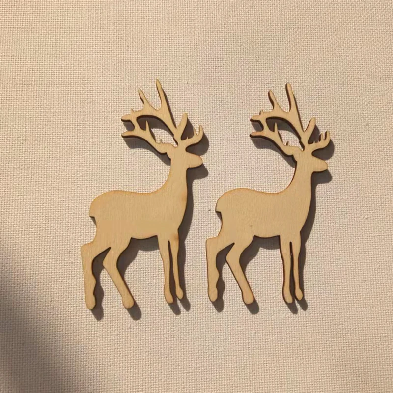 

5pcs Reindeer Cutout Wood Slices DIY Decoration Christmas Wood Craft Embellishment Christmas Tree Pendants wooden decoration