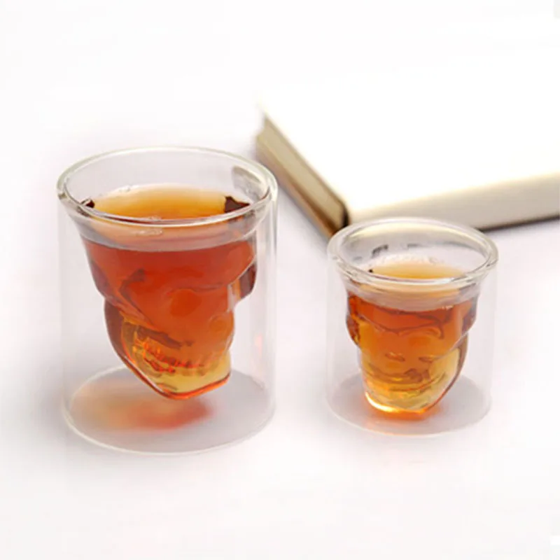 

Creative skull Shaped Cocktail Cup Transparent 25ml 75ml 150ml Wine Glass Double Wall Glass Drinkware for Bar