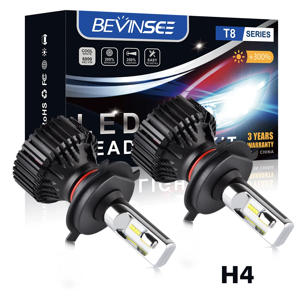 

Bevinsee H4 Canbus LED Car Headlight Auto Bulbs For bmw e60 audi a4 b8 peugeot 206 golf 4 6500K 8000LM 60W