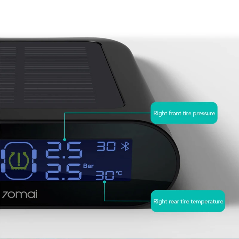 Xiaomi 70mai Автомобильный датчик TPMS Датчик давления в шинах монитор солнечной энергии двойной usb зарядка 4 встроенных датчика s система сигнализации