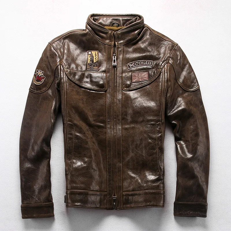 

Quality 7080 High Read Description! Asian Size Army Genuine Outerwear Genuine Sheep Leather Biker Jacket For Men