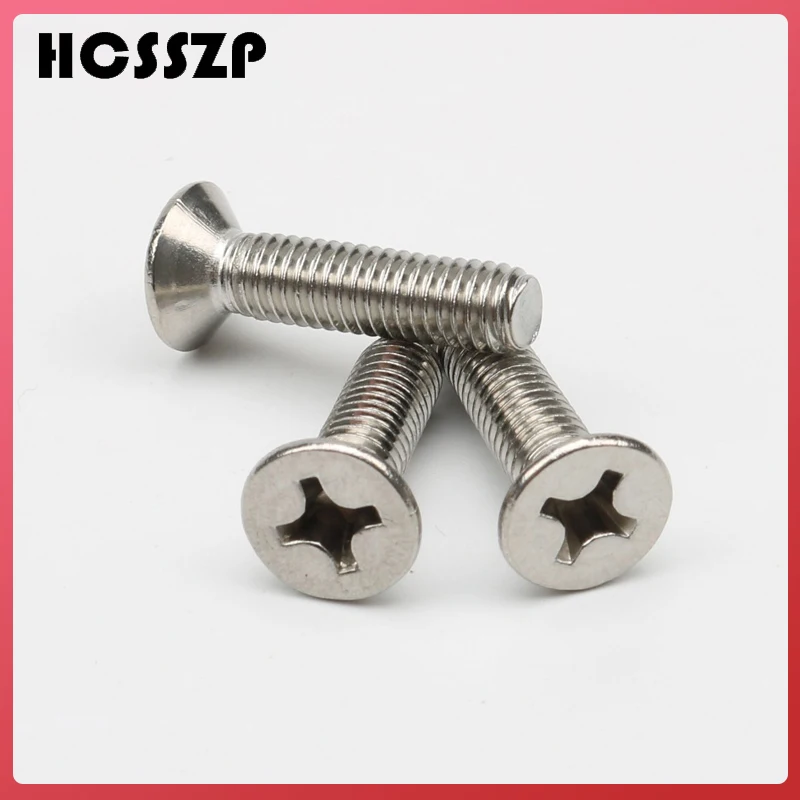 HCSSZP 100 шт./лот M4/M5/M6 винты с плоской головкой GB819 никелированная машина потайной Болт крепеж Phillips Винт