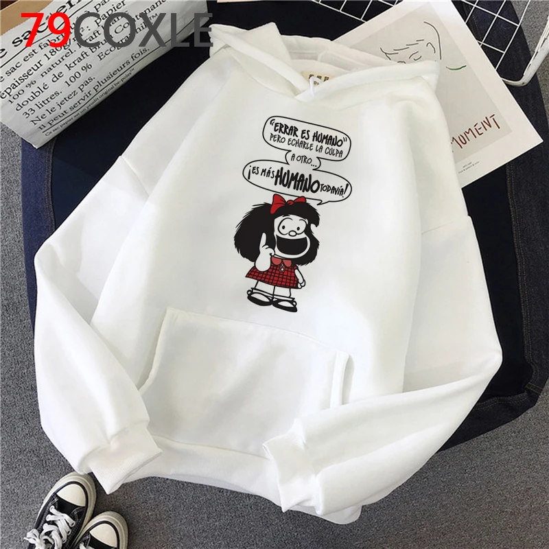 Толстовки Kawaii манга Mafalda женские Забавные Зимние Теплые Топы толстовка модная