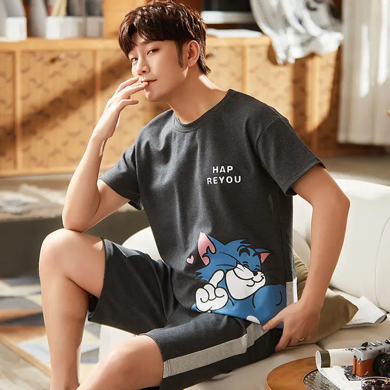 Женский летний пижамный комплект трикотажная Хлопчатобумажная Пижама одежда