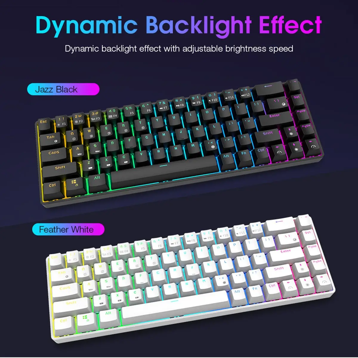 

Royal Kludge RK855 68 Keys Mechanical Gaming Keyboard Dual Mode Wireless bluetooth 5.1 Type-C Wired RGB Backlit RK68 Keyboard