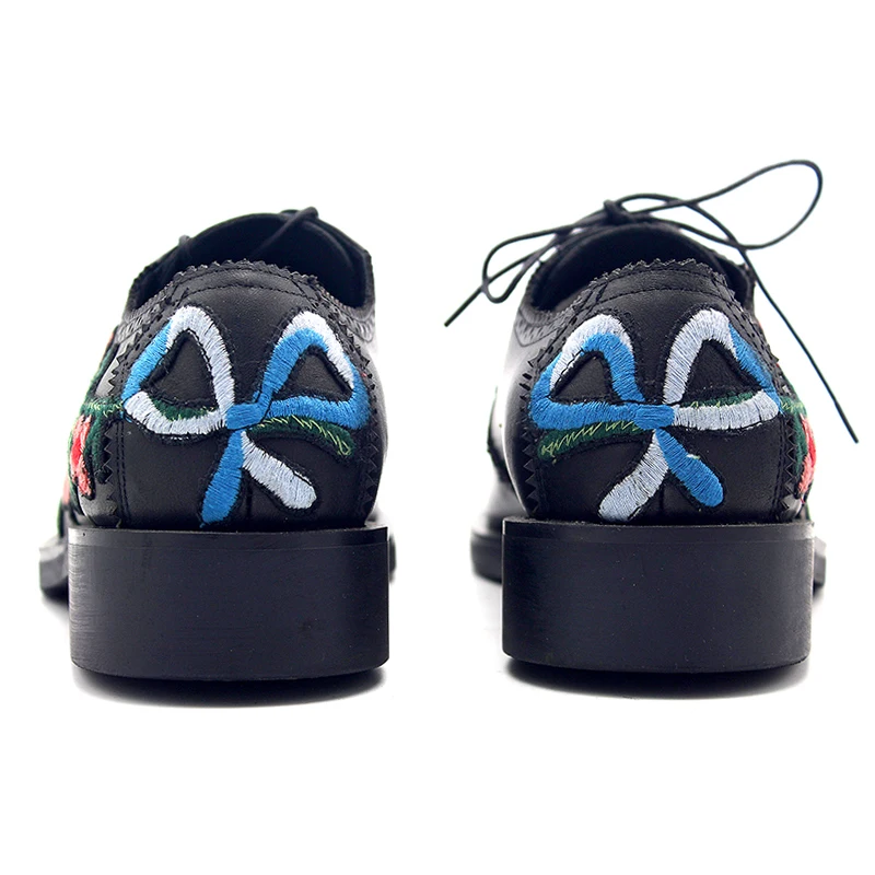 Туфли-броги с вышивкой итальянская обувь из натуральной кожи на шнуровке мужская