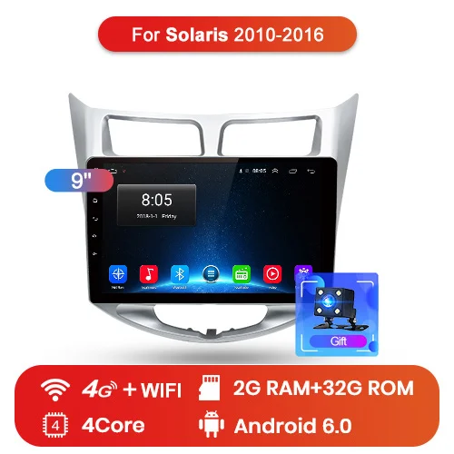 4G (2GB 32GB) Junsun V1 2G+ 32G Android 9,0 DSP автомобильный Радио мультимедийный видео плеер для hyundai Solaris 1 2010- навигация gps 2 din без DVD - Цвет: 4G (2GB 32GB)