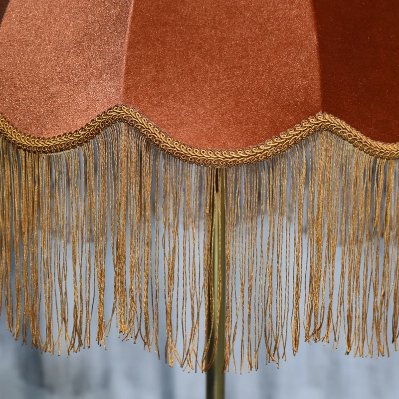 Pаспродажа Бархатный абажур с кисточками, ручная работа, Роскошный Ретро карамельный цвет, итальянский стиль, лампа, Тень для света