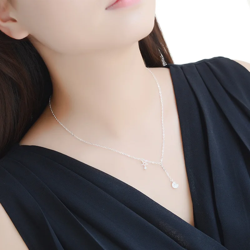 925 пробы серебряные ожерелья с воротником Роскошные хрустальные чокер Луной и