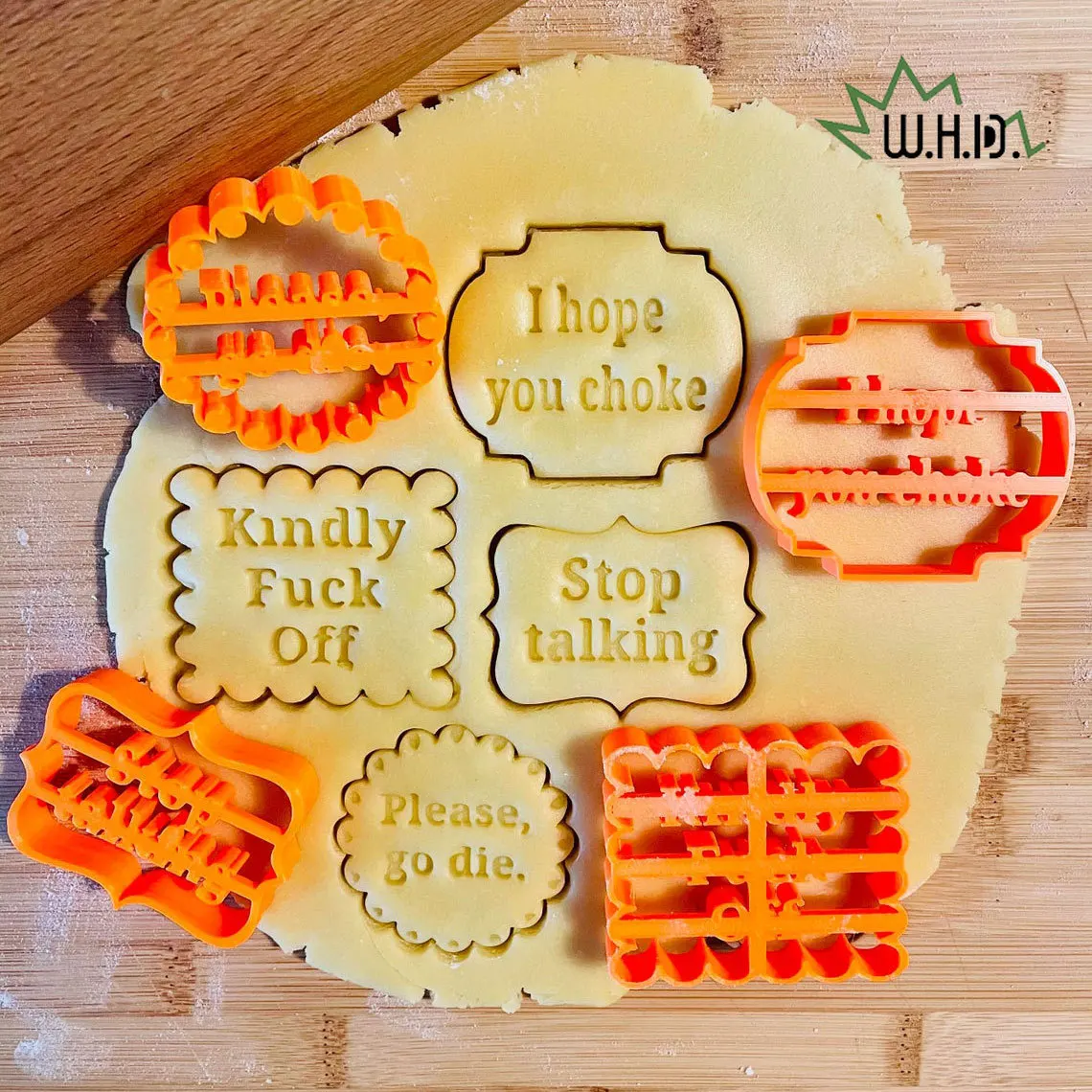 

4pcs Cookie Molds With Good Wishes Cookie Form with Fun and Irreverent Phrases Cookie Moulds For Baking Biscuit Cutters