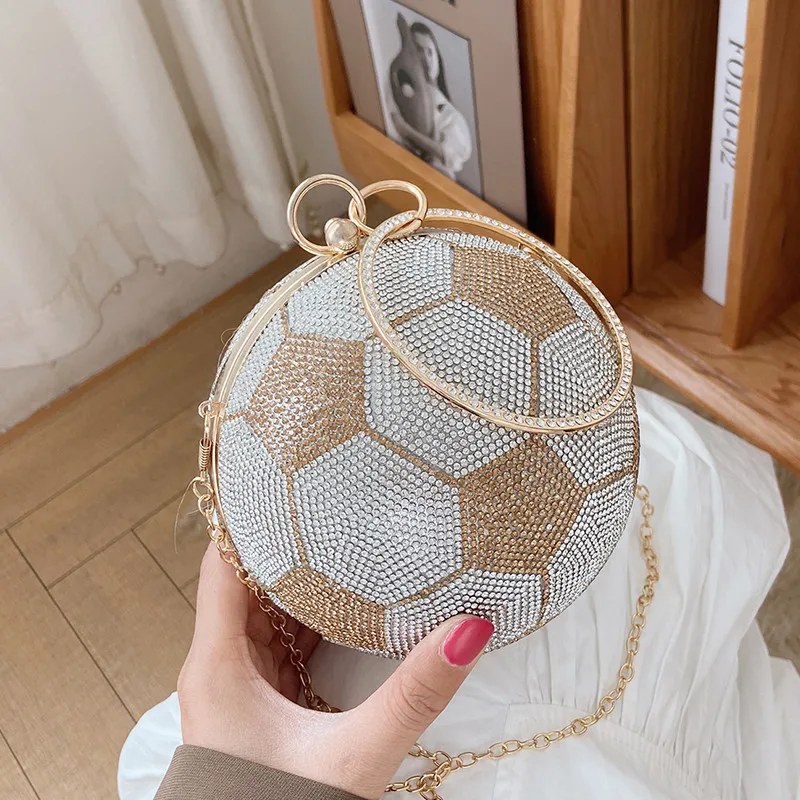 Новые сумки через плечо с круглыми металлическими ручками и кристаллами женские