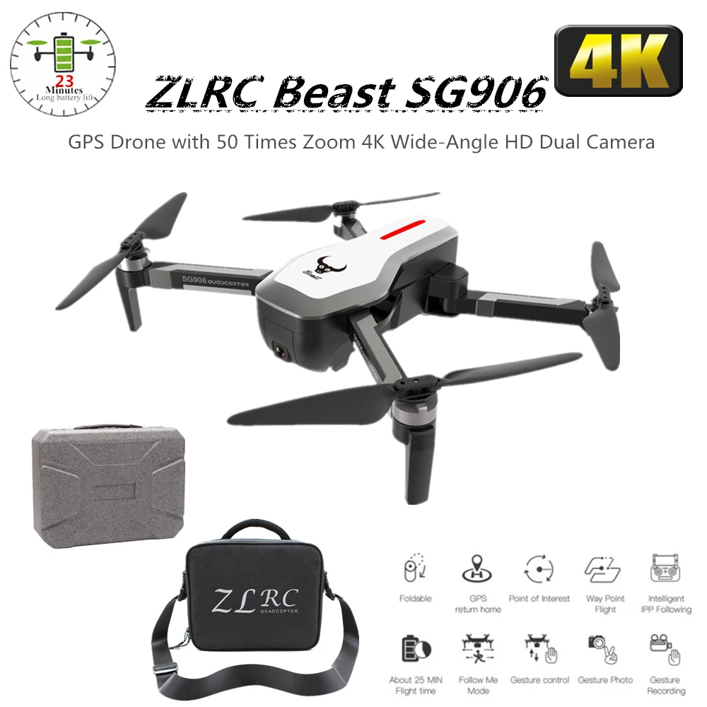 SG906 беспилотный GPS с камерой 4K Wi Fi бесщеточный Селфи Дрон Квадрокоптер RC Дроны HD VS