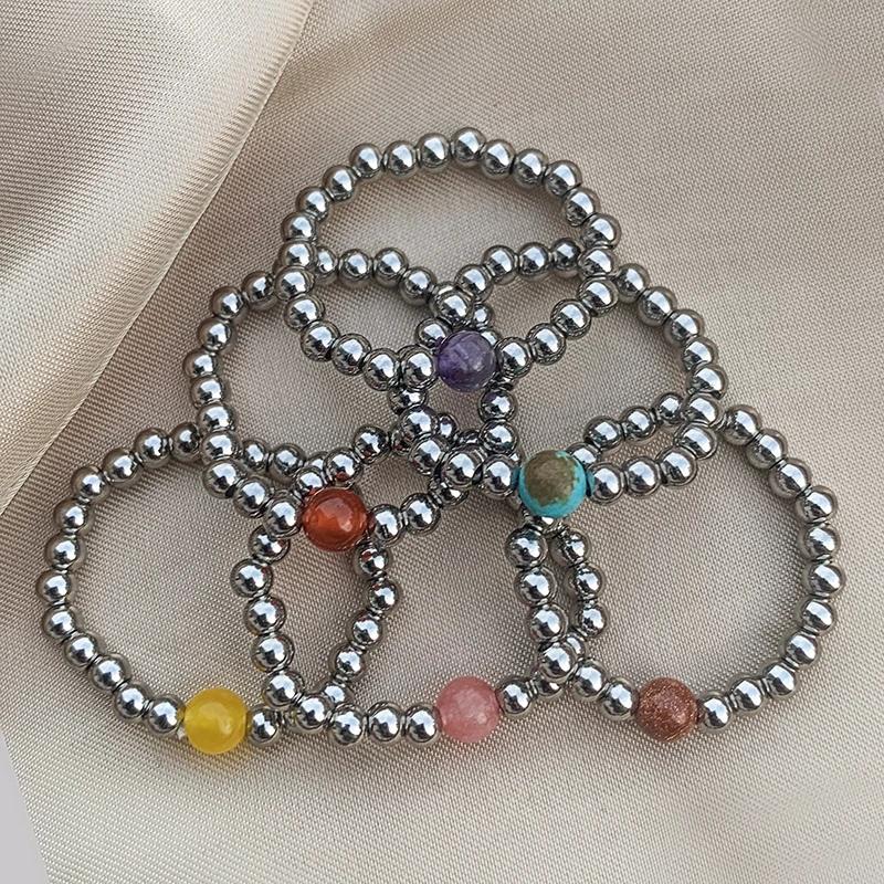 

Stainless Steel Rings for Women Natural Stone Amethyst Pink Crystal Moonstone Malachite Tigereye Ring Handmade Wholesale Price