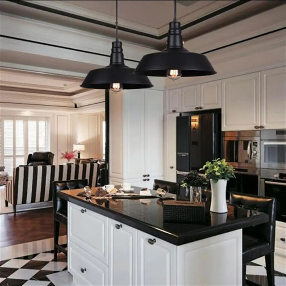Винтажная черная Подвесная лампа E27 подвесные светильники Эдисона в стиле ретро