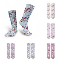 fashion pink unicorn cotton socks for women high ankle casual funny cotton socks winter autumn warm creative girls kawaii socks